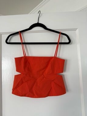 MEK Red Cutout Spaghetti Strap Crop Top